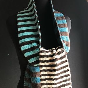 Handmade Double Knitted Scarf, Reversible Multicolored Unisex Long Scarf